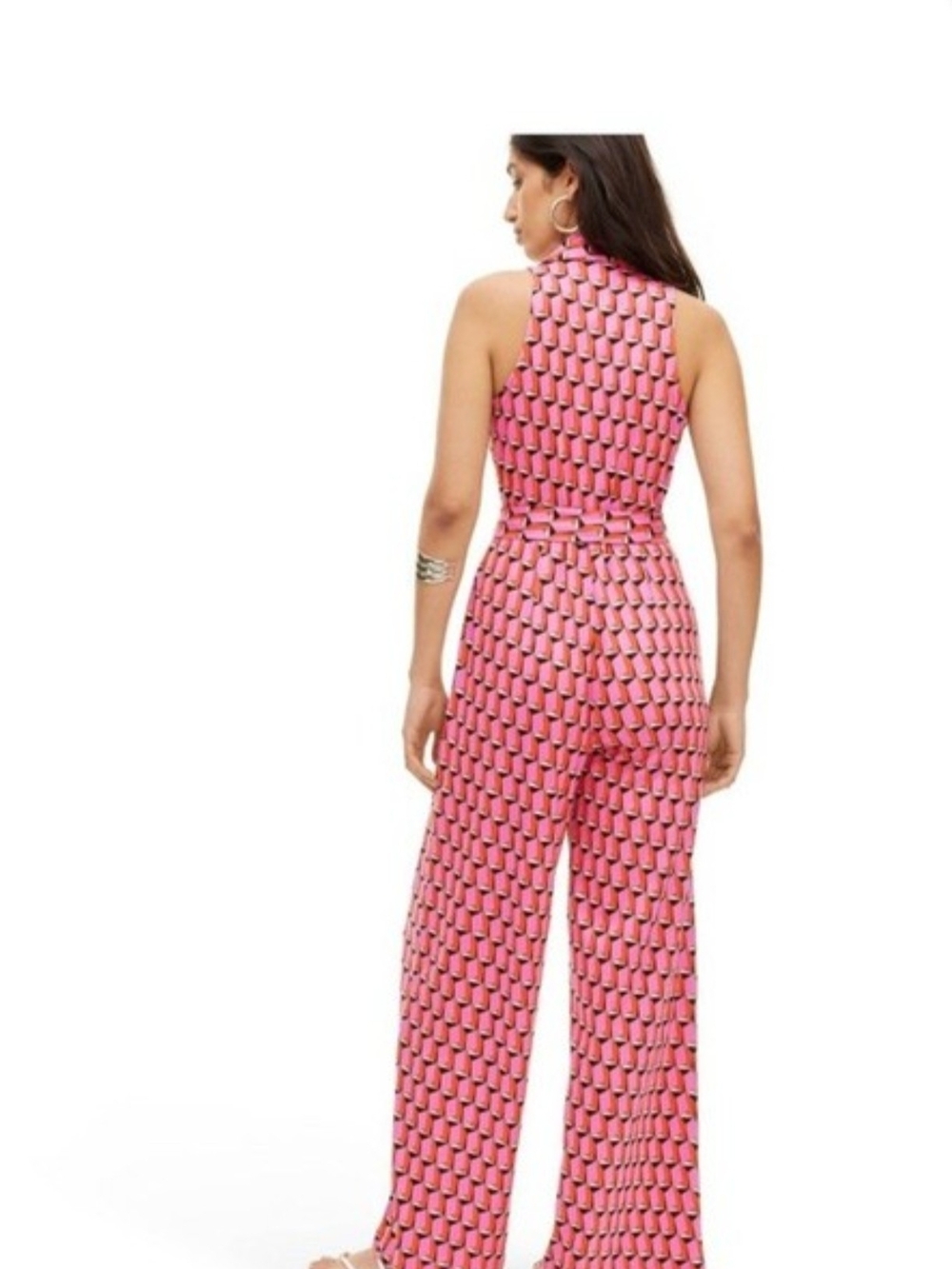 Diane Von Furstenberg Pink Geometric Sleeveless Jumpsuit